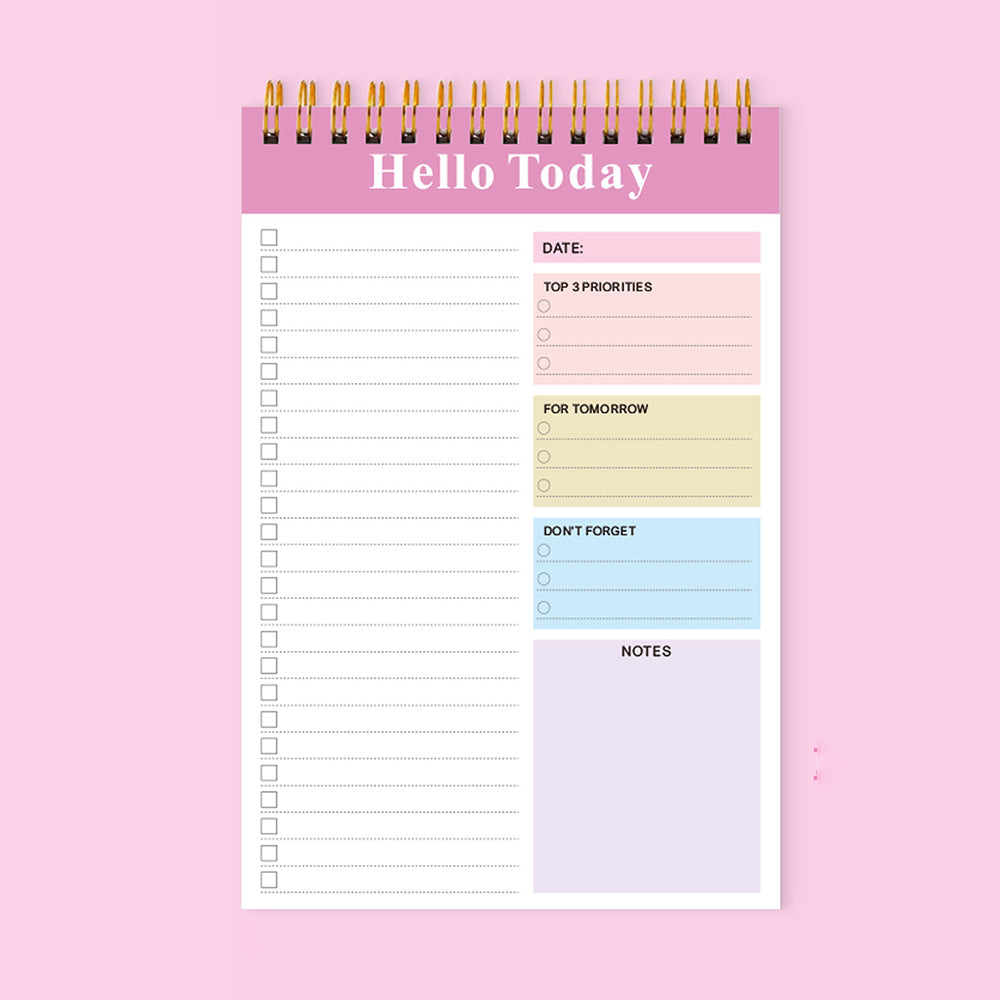 A5 To Do List Notepad 52 Sheets Tear Off Daily Planner Checklist Notebook for Tasks Goal Achievement Pink