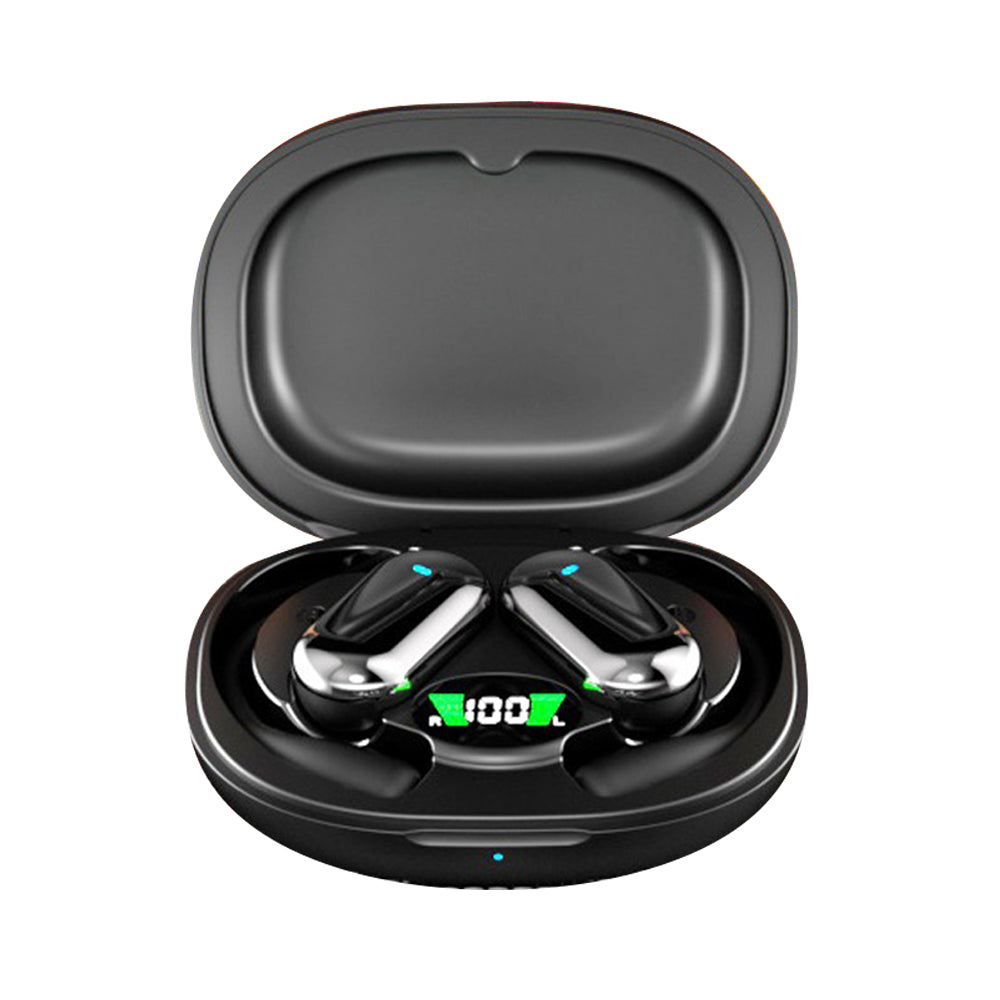 Wireless Bluetooth 5.4 Earbuds Touch Control Earhook Earphones Sports Earbuds with Digital Display Case Black