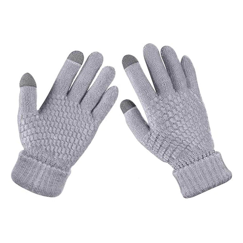 Pair of Winter Thermal Warm Gloves Touchscreen Sports Knit Gloves Grey