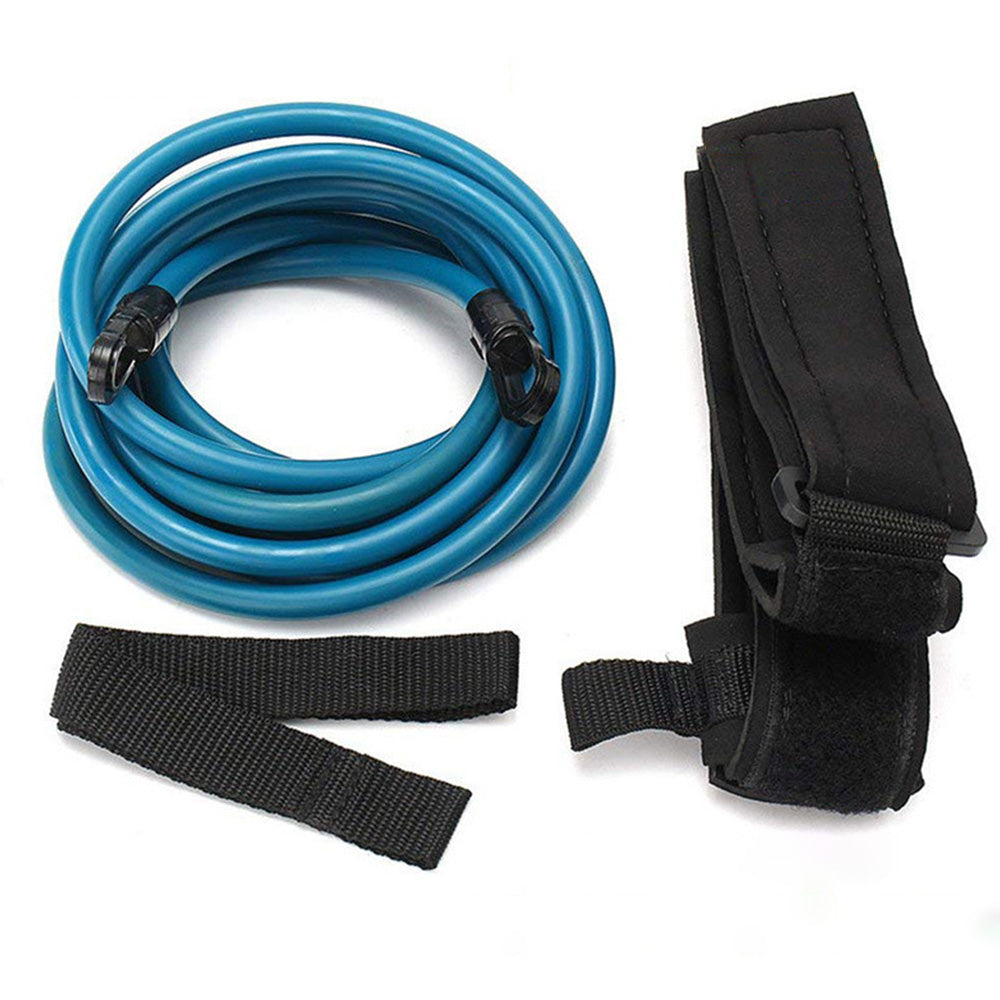 Elastic Swimming Training Band Set Adjustable Pool Swim Training Tether Swim Resistance Band Training Belt Blue
