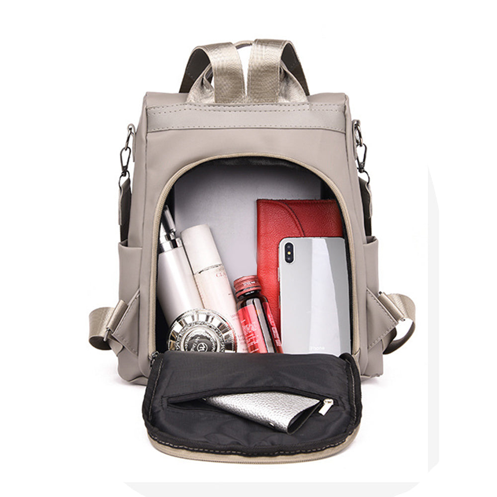 2-in-1 Anti-theft  Backpack Travel Shoulder Bag Water-Resistant Women Bag Gray