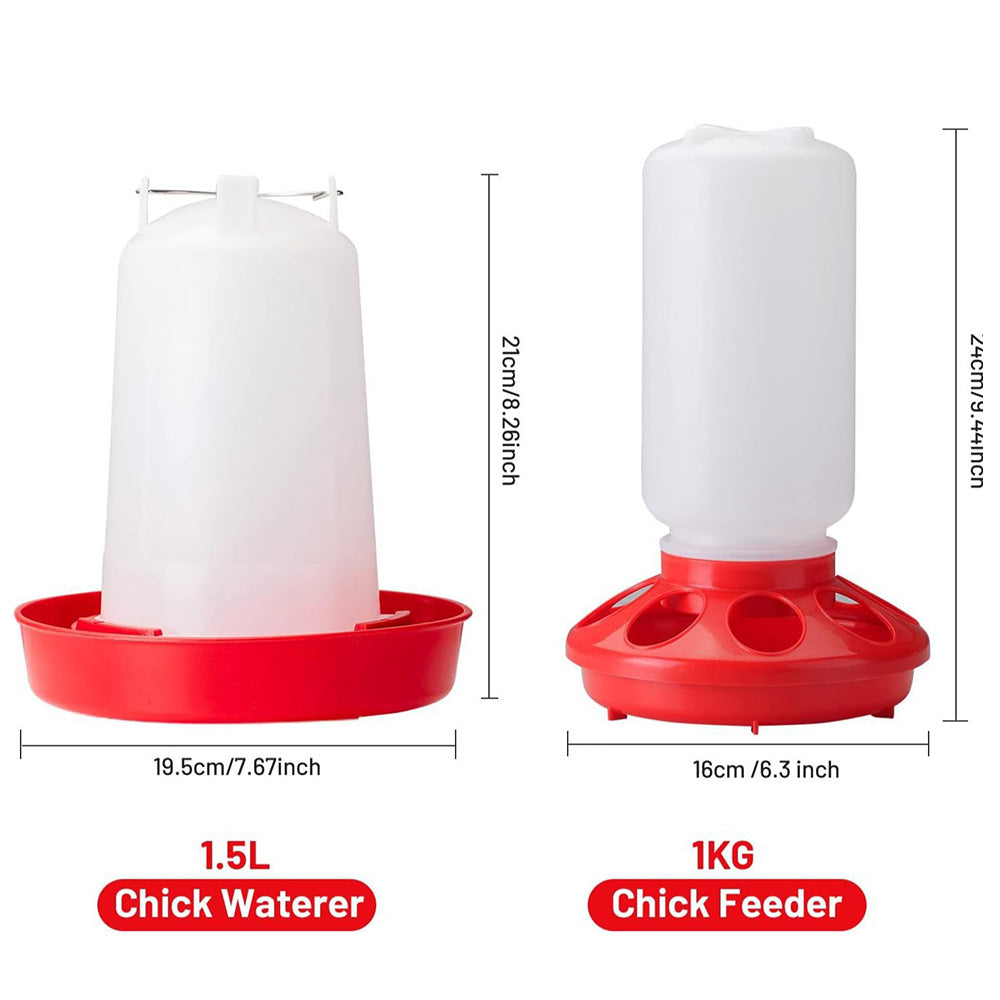 1L Chick Food Feeder and 1.5L Chicken Water Feeder Kit for Chick Aviaries