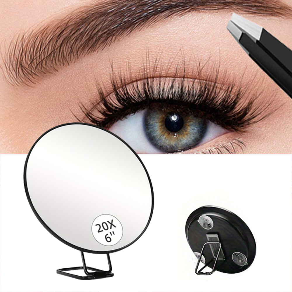 Travel Magnifying Makeup Mirror with Adjustable Stand and Suction Cup Black