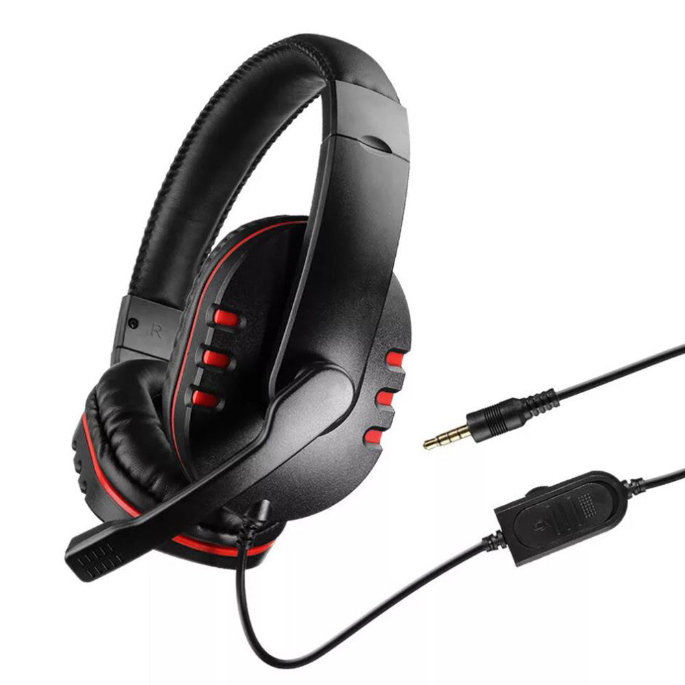 Wired Gaming Headset Head-Worn Headphone with Microphone for PS4 PS5 XBOX SWITCH Red