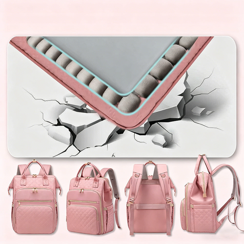2-in-1 Lunch Backpack For Women Laptop Backpacks Travel Backpacks-Pink