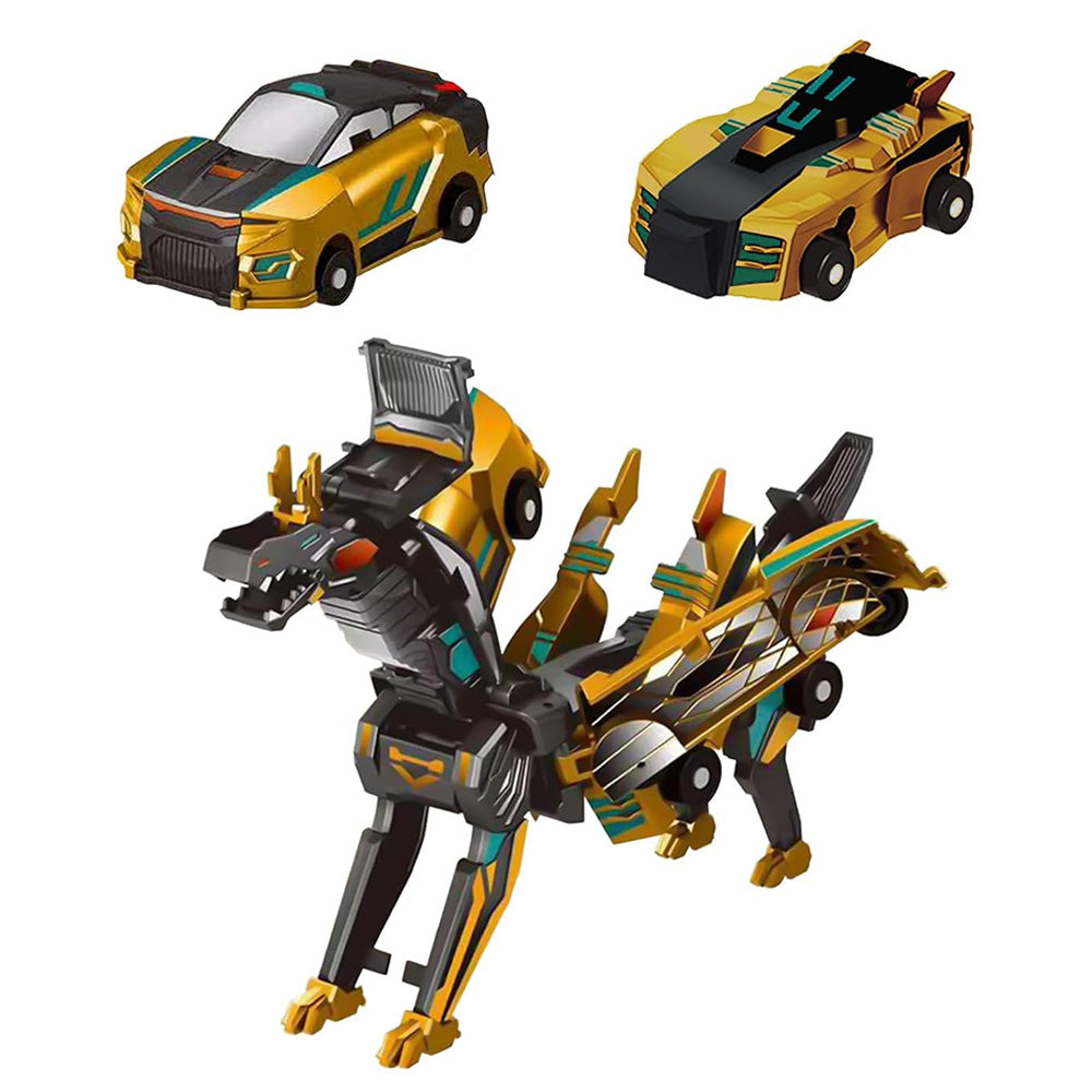 Collision Dinosaur Car Toy Magnetized Vehicles Transform into Dinosaurs for Kids Gold