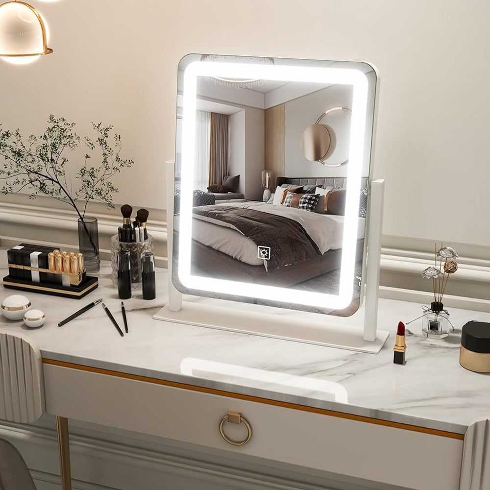 Vanity Mirror LED Lighted Makeup Mirror with 3-Color Lighting and Dimmable-White