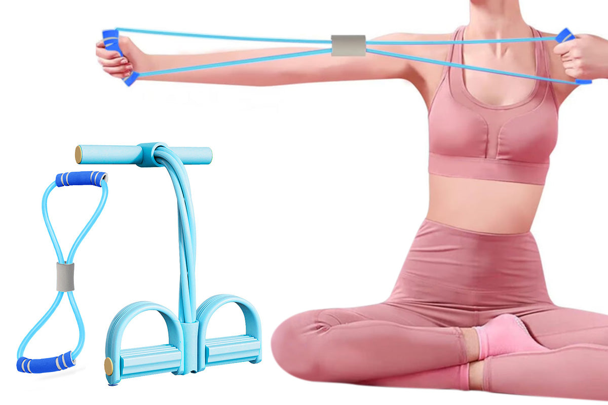 6 Tube Pedal Ankle Puller Fitness Resistance Band - Blue