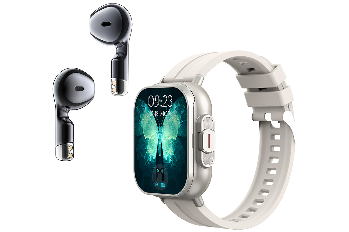Smart Watch with Earbuds 2 in 1 Smart Call Watch with Bluetooth Headphones 2.01-Inch Heart Rate Sleep Monitoring Fitness Tracker-Grey