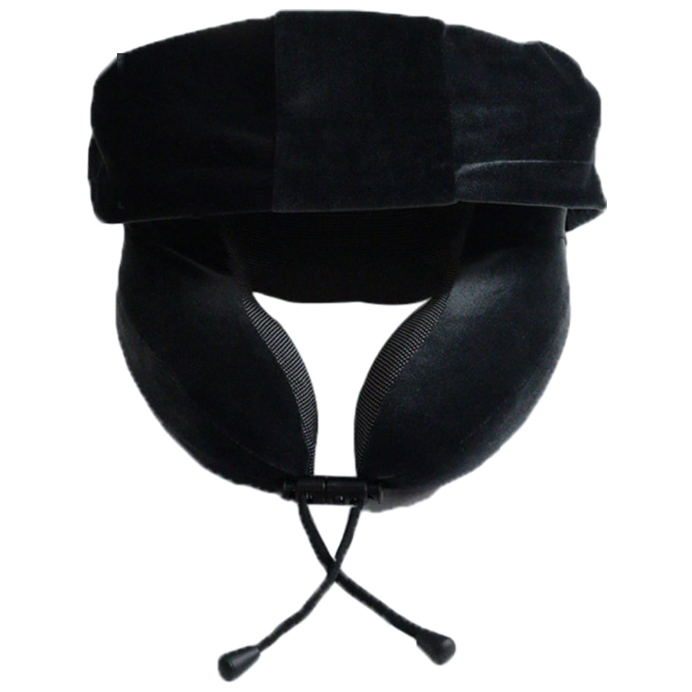 Travel Neck Pillow Airplane Neck Support Pillow with Noise Reducing Earmuffs Dark Gray