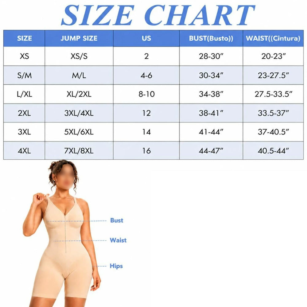 Shaping Bodysuit with Front Zipper Hook and Adjustable Straps - Nude