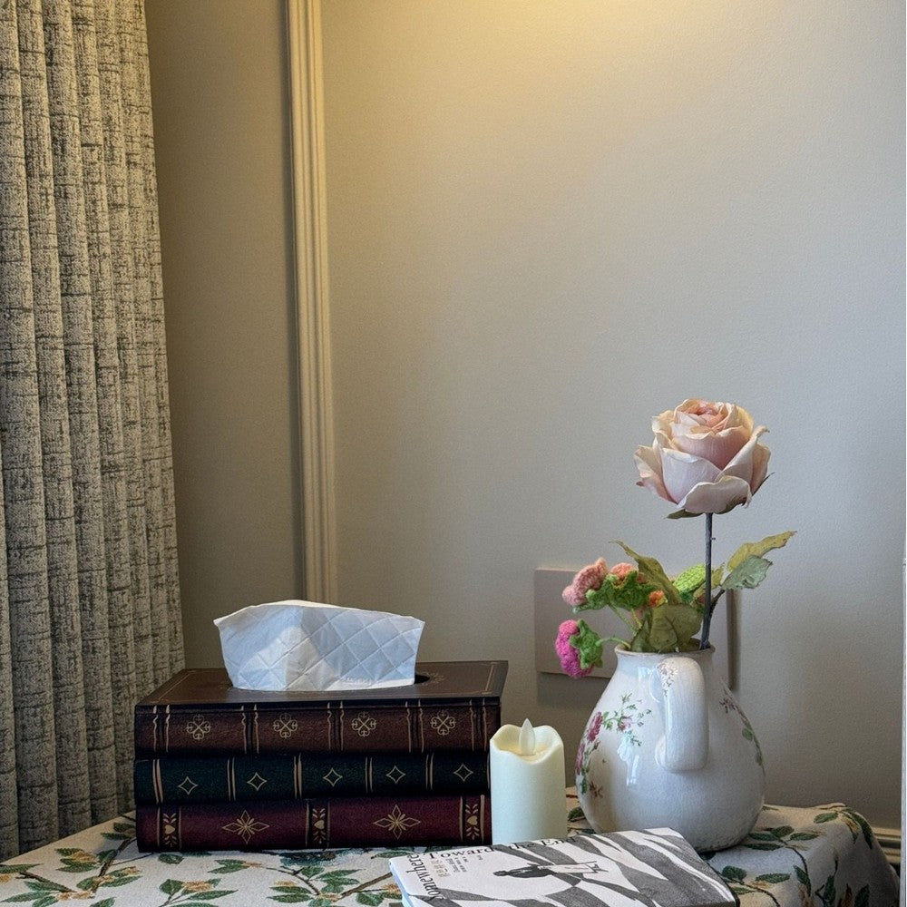 Retro Tissue Box Cover Wooden Antique Book Tissue Holder Dispenser Home Decor-Brown