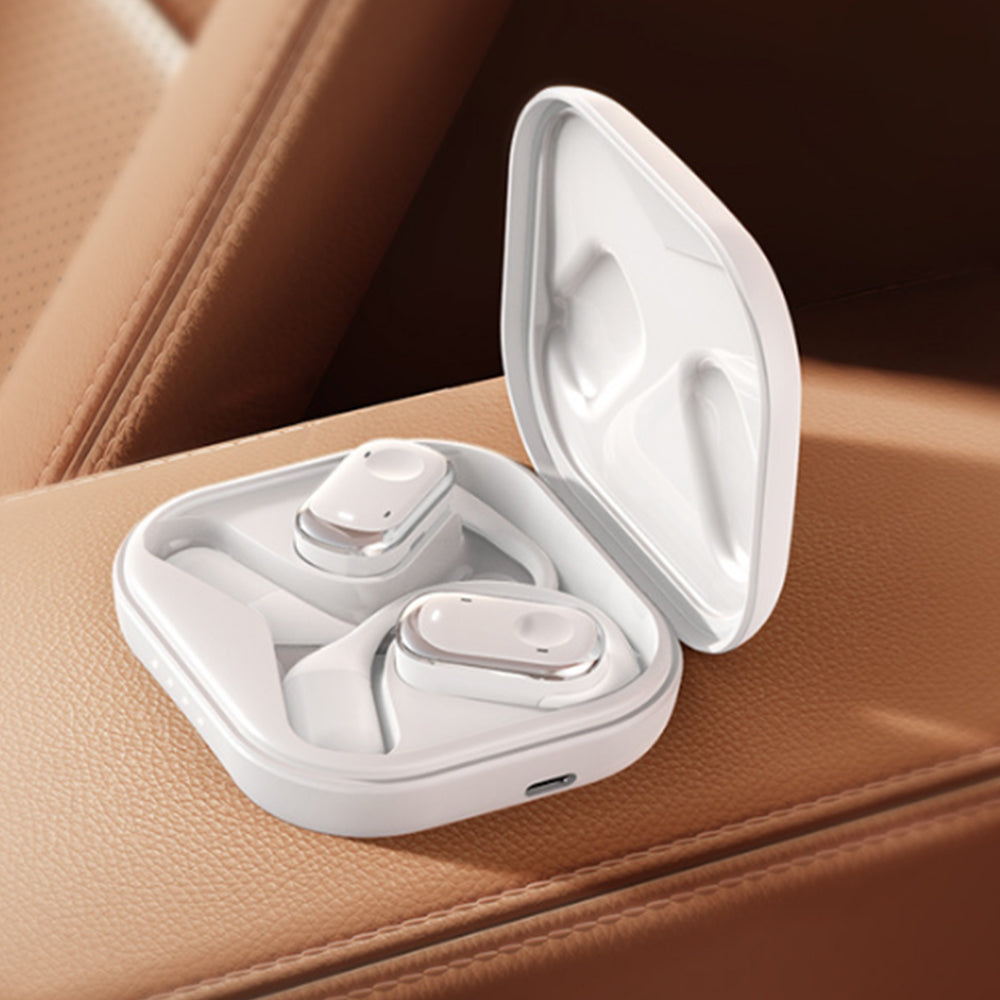 Wireless Open Ear Earbuds Earhooks Style Bluetooth 5.3 Headphones White