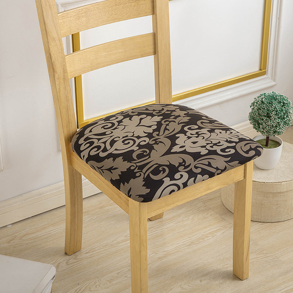 4PCS Stretch Chair Seat Covers Printed Washable Seat Cushion Slipcovers for Dining Chairs Style 1