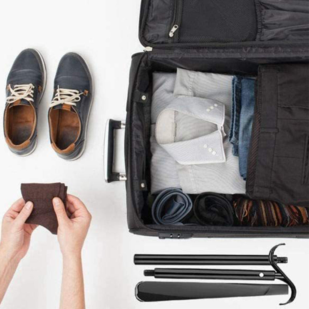 2-in-1 Shoe Horn & Dressing Aid Adjustable Shoe Horn for Easy Shoe Clothing Wear Black