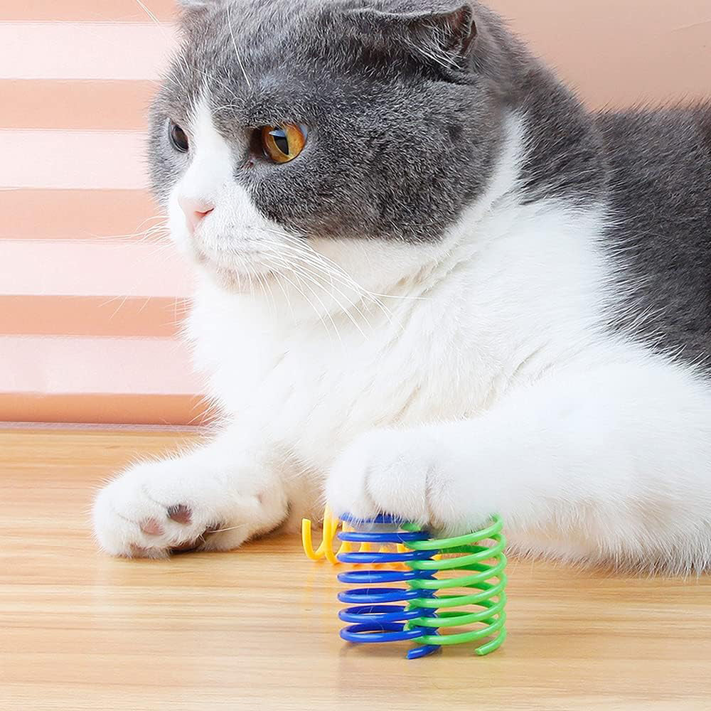 40Pcs Cat Spring Toys Colorful Cat Spiral Bouncy Toys Interactive Toys for Cats and Kittens
