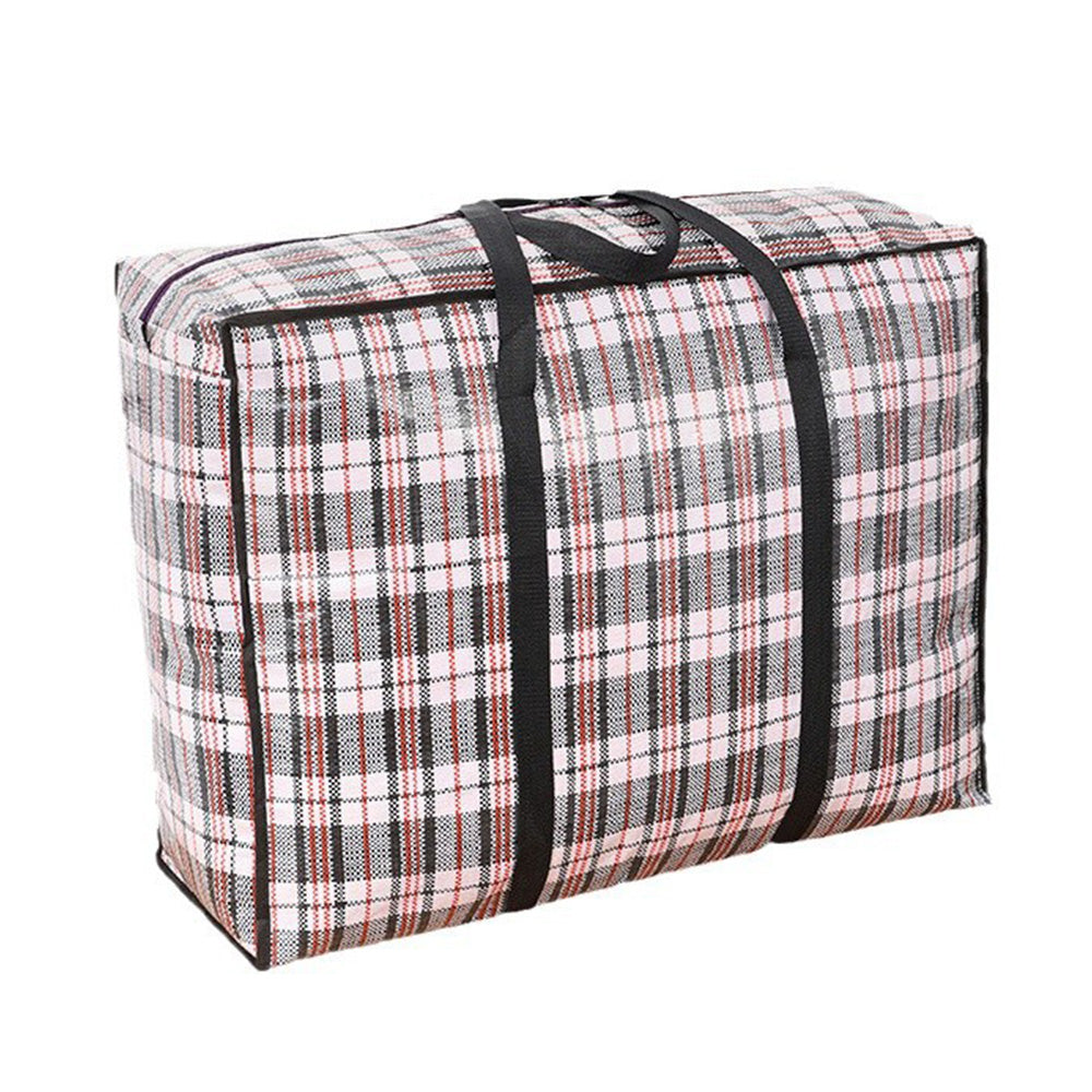 Large Stripe Storage Tote Bag Zipper Moving Bag Packing Supplies for Clothes Blanket Bedding Black