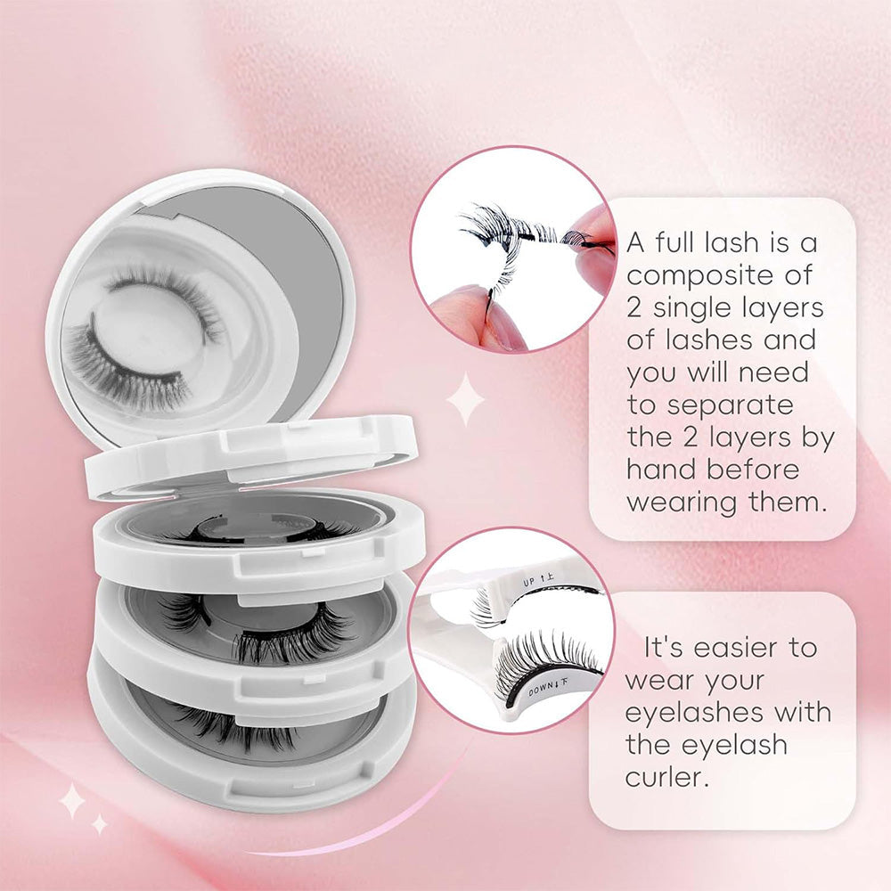 4 Pairs of Reusable False Eyelashes with Tweezers Easy to Wear Eyelashes Kit Style 3