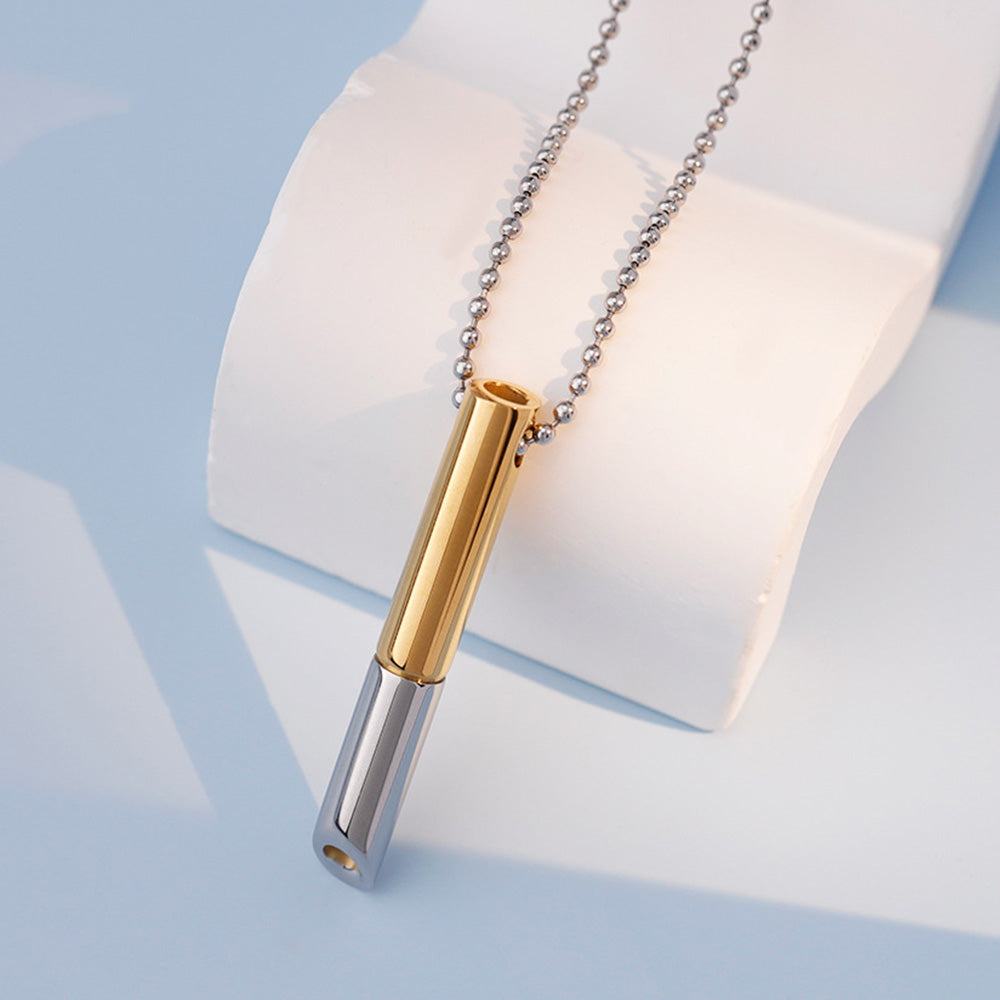 Mix-Color Breathing Necklace Stainless Steel Meditation Pendant Rose Gold
