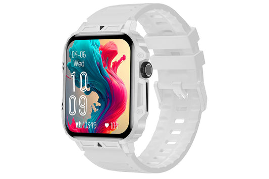 Military Smart Watch 1.95-Inch Fitness Tracker with Heart Rate Sleep Monitor 100 Sports Modes Activity Tracker-White