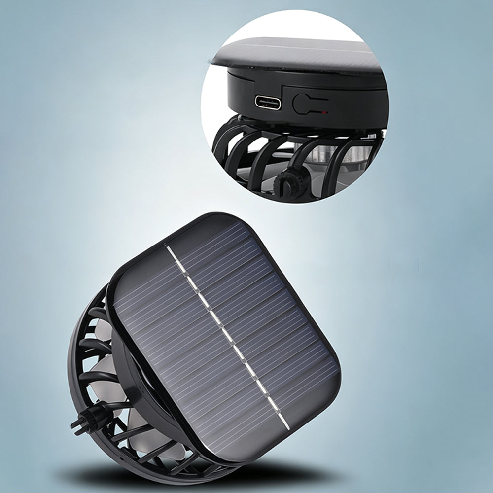 Solar Fan Hat with 3 Fans and USB Charging Cooling Hat - Dark Grey