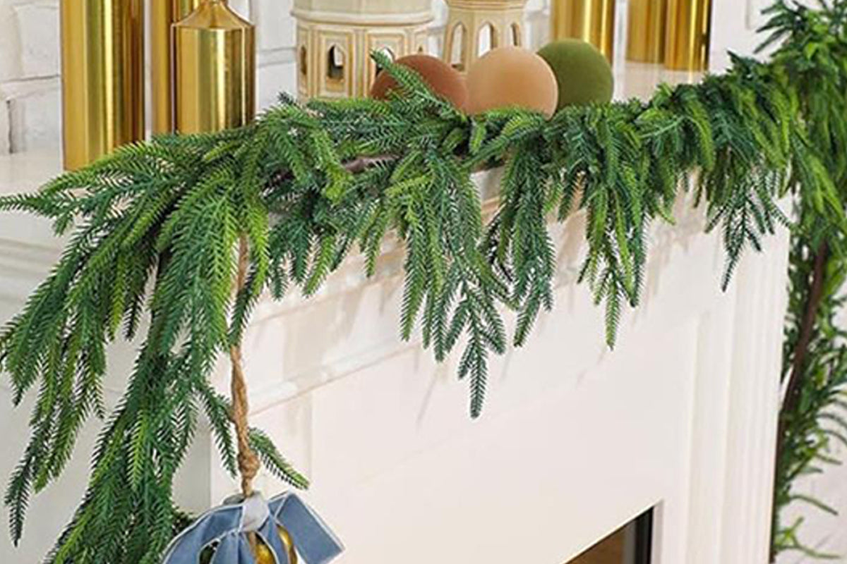 Christmas Norfolk Pine Garland Greenery Garland For Home Decor Fireplace