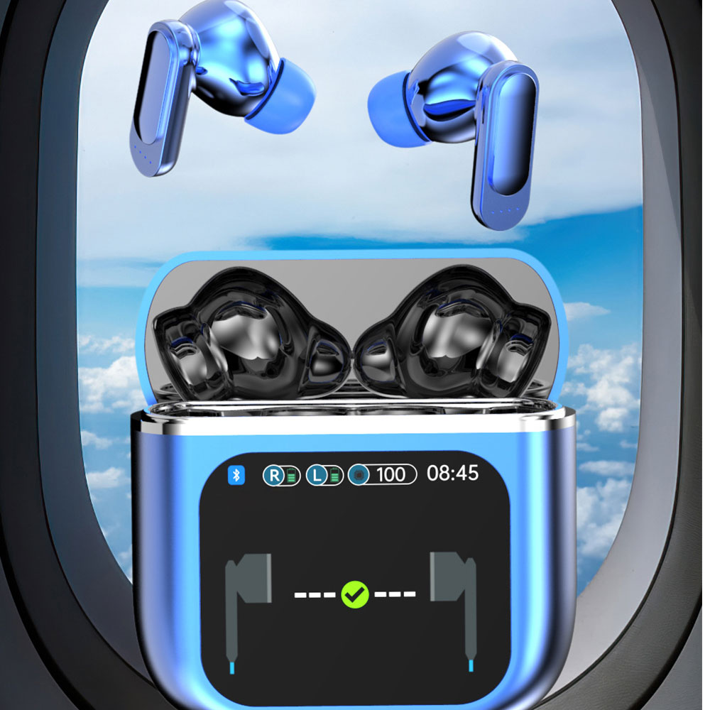 Wireless Bluetooth Headphones Touch Control Stereo Earbuds Headset Blue