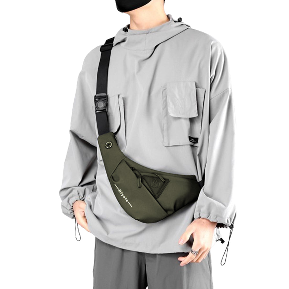 Men's Small Sling Crossbody Bag Anti-Theft Chest Bag Casual Hiking Cycling Slim Shoulder Pack Green