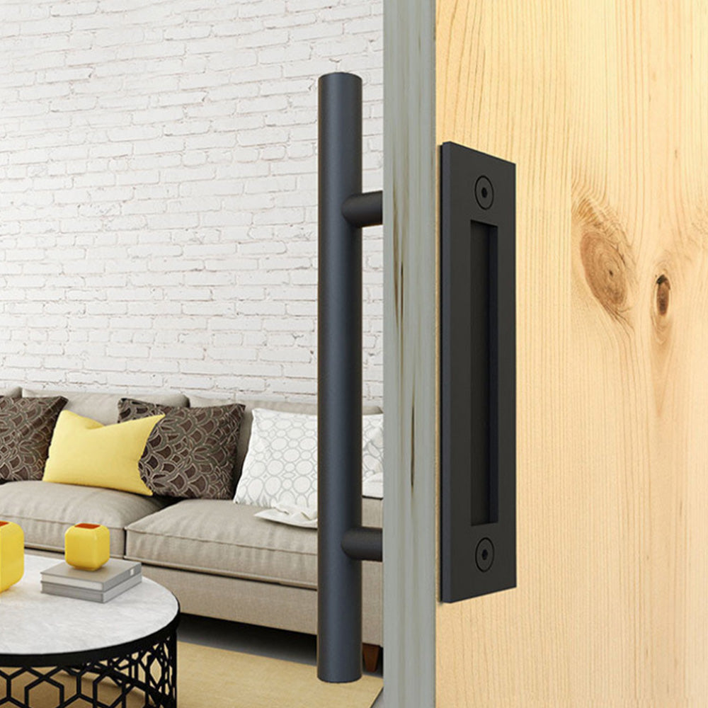 Sliding Door Handle Set for Wooden Door Pull and Flush Door Handle for Closet Barn