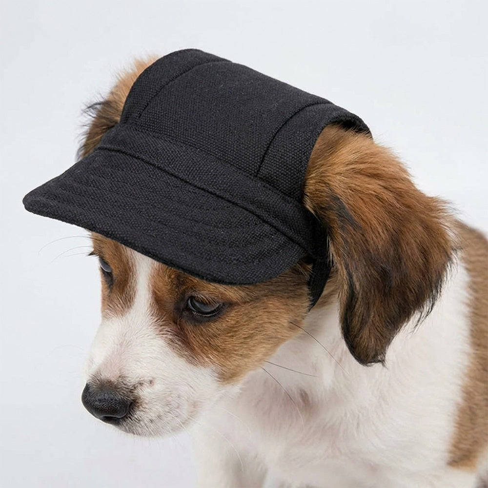 Dog Baseball Cap Adjustable Pet Hat with Ear Holes Black XL