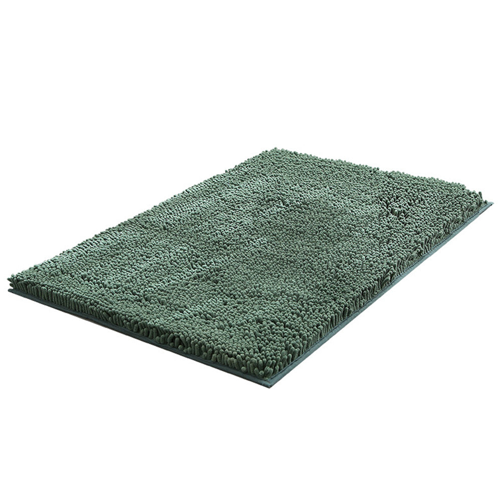 Soft Absorbent Chenille Bath Rug Quick Dry Bath Mat for Bathroom Floor Home Decor Green