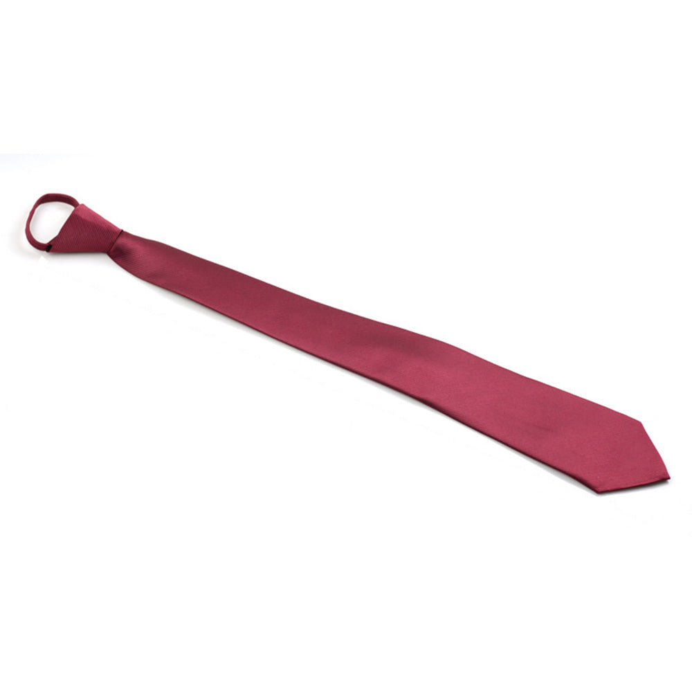 Pre-tied Zipper Tie Ready to Wear Solid Colour Business Necktie Red