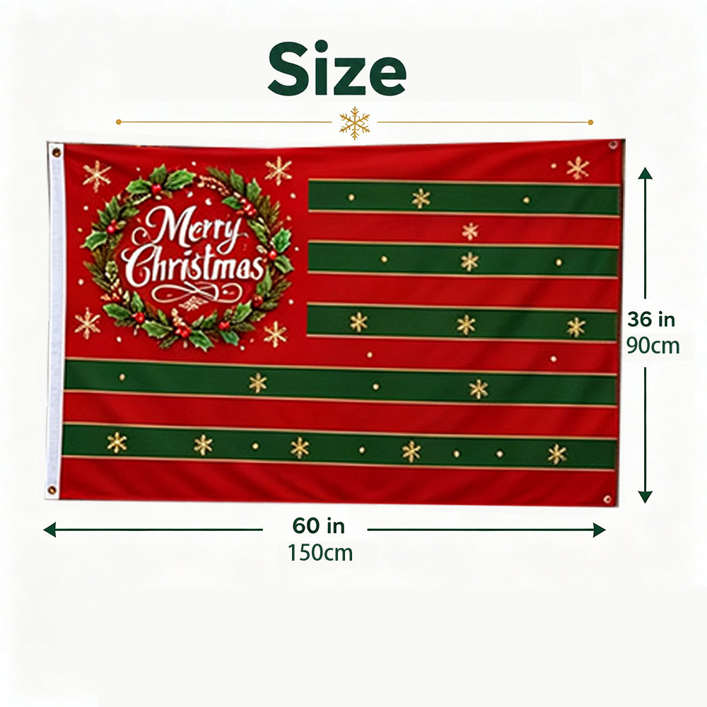 Christmas Flag Double Sided Print Happy New Year Flag - Green