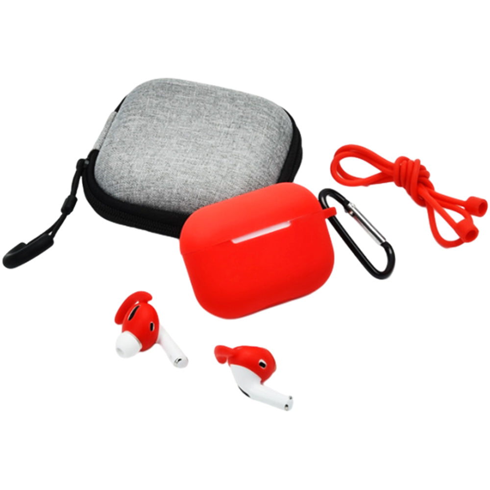 For Apple AirPods Case Cover Kit AirPod Earphone Protector Cover with Replacement Ear Tips Red