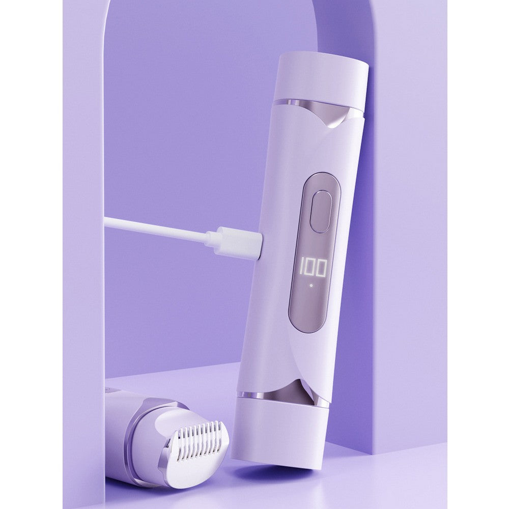 2-in-1 Electric Shaver and Bikini Trimmer with LED Display Facial Hair Remover-Purple
