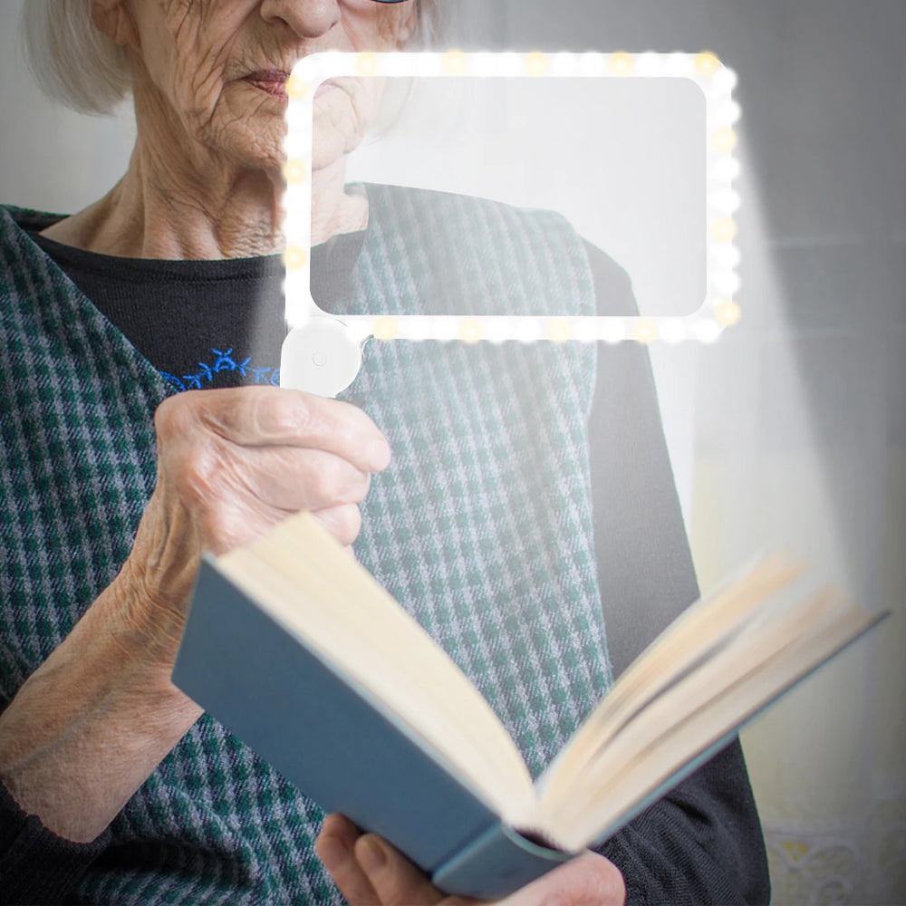 5X Magnifying Glass with Light Folding Handheld Magnifier for Seniors Low Vision Reading Inspection