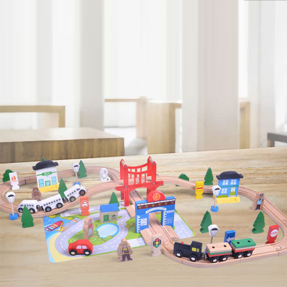 Wooden Train Set with Tracks ¨C Expandable and Changeable for Girls and Boys 6 Years Old Style 2