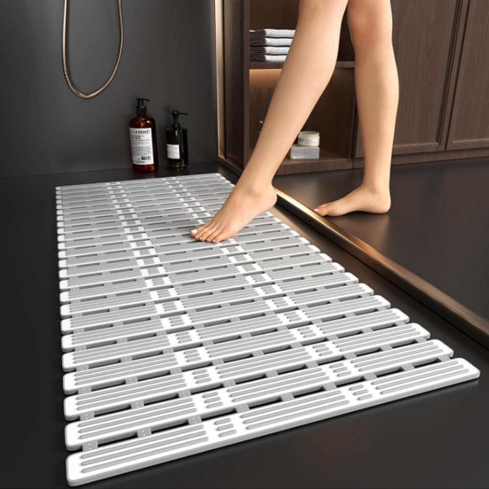 Non-Slip Shower Mat Suction Mounted Bathtub Mat with Drain Holes Grey