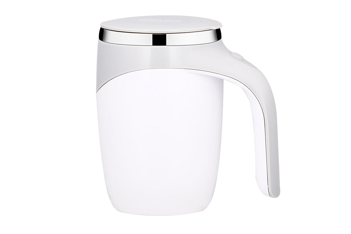 2Pcs Stainless Automatic Magnetic Stirring Coffee Cup For Coffee Milk Home Office Travel-White