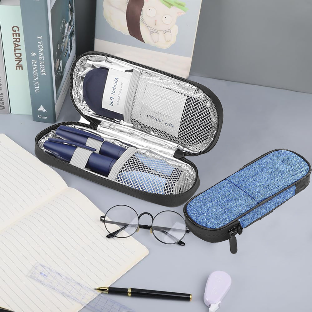 Insulin Cooler Travel Case Medication Insulated Cool Storage Organizer Blue