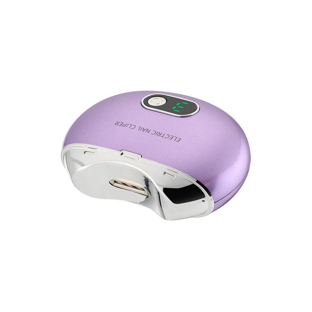 Electric Nail Clipper with Power Display Safe Automatic Nail Trimmer Manicure Tool Purple