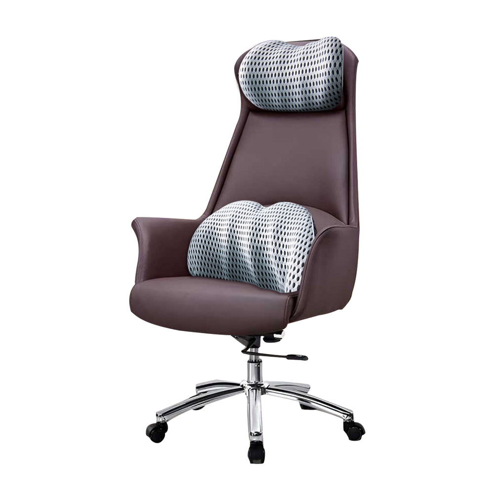 2Pcs Set Lumbar Neck Support Pillow Memory Foam Cushion for Car Office Chair Seat Gray Combo