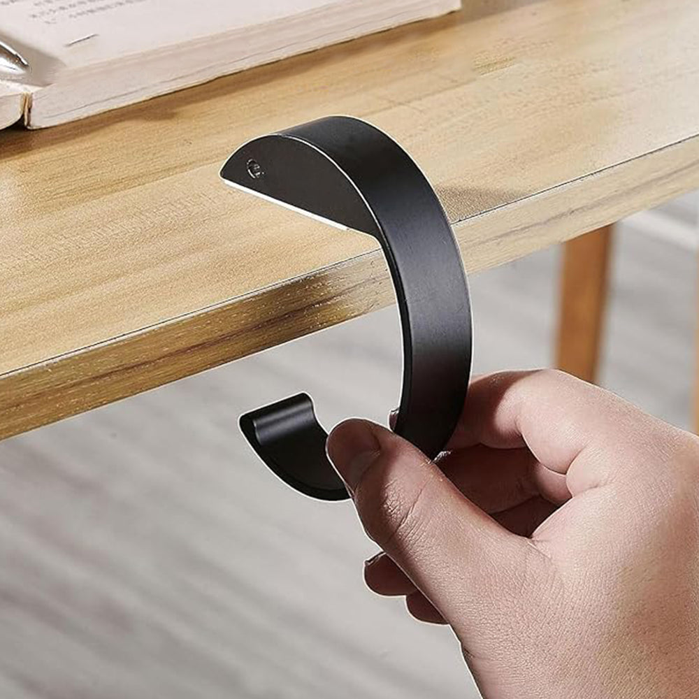 Set of 2Pcs C-Shape Hooks Purse Handbag Hangers for Table Desk Black