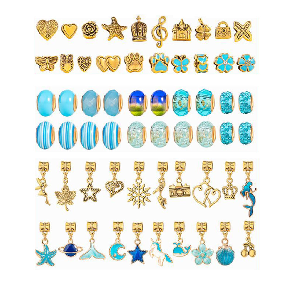 66 Pcs Kids DIY Bracelet Charm Making Kit Jewelry Making Supplies Blue