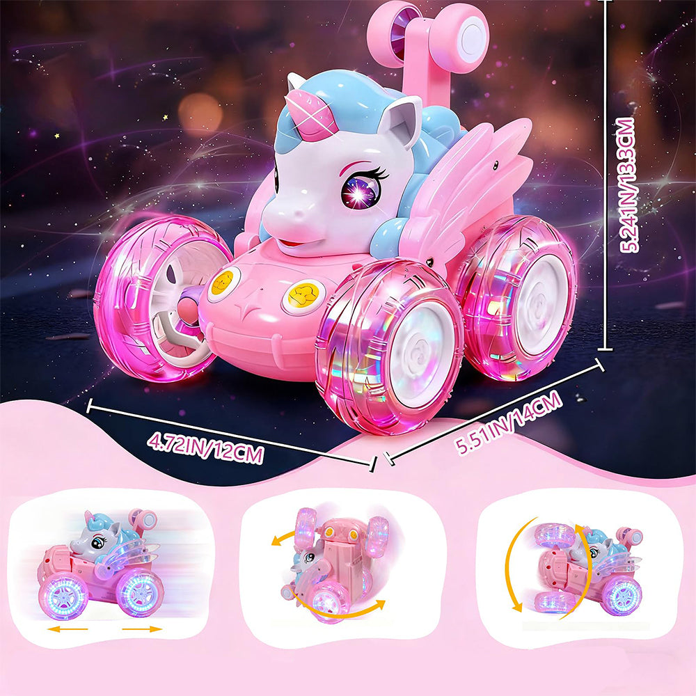 360 Degree Stunt RC Car with Lights Music Rollover Car - Pink