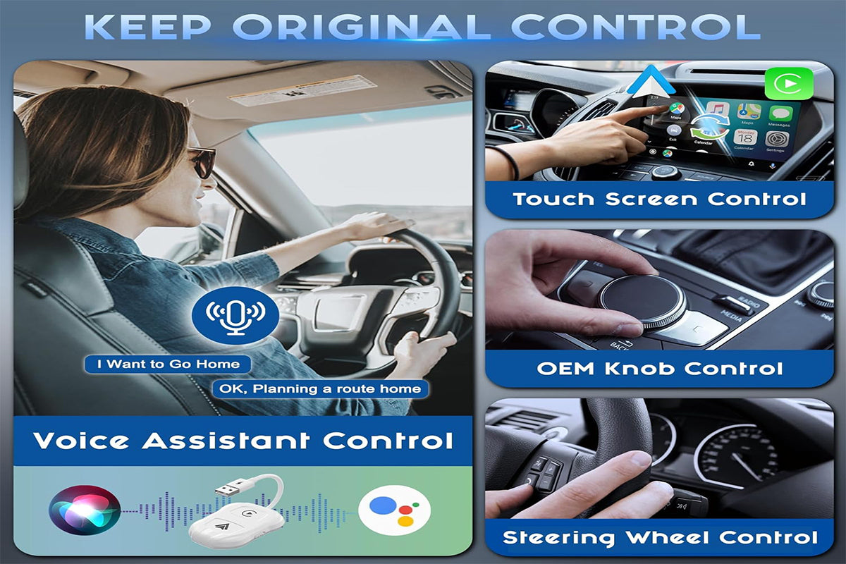 2 in1 Wireless Carplay Adapter USB Type-C Bluetooth Dongle for iPhone Android Auto -White
