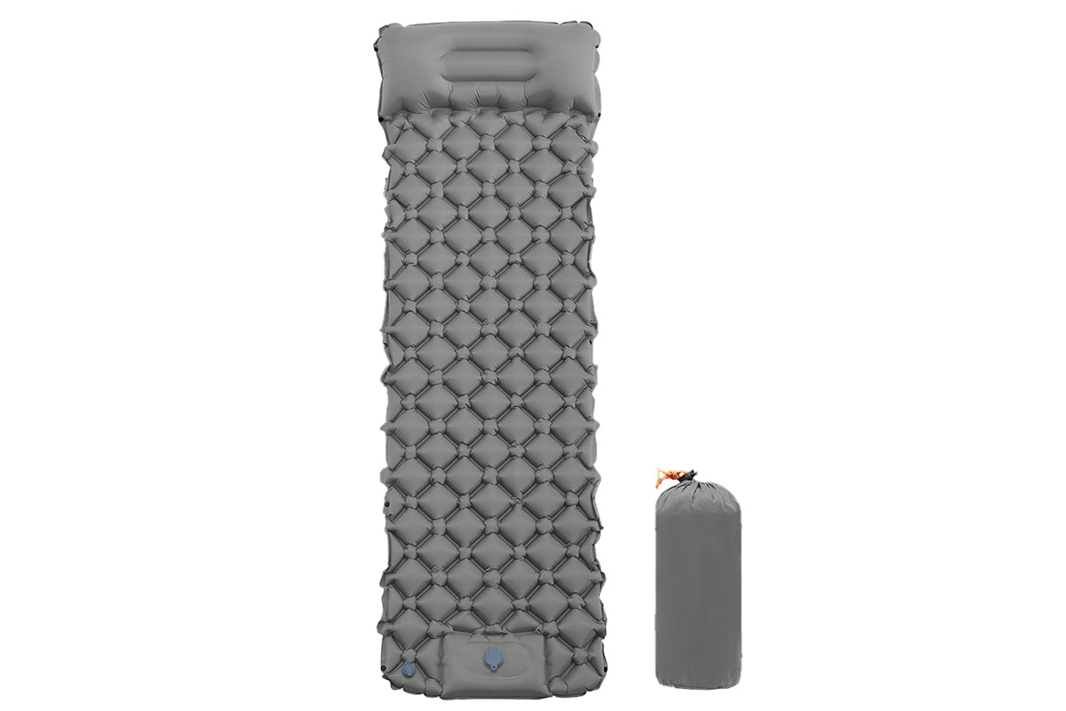 Portable Soft Waterproof Inflating Camping Sleeping Pad For Backpacking Hiking Picnic-Grey