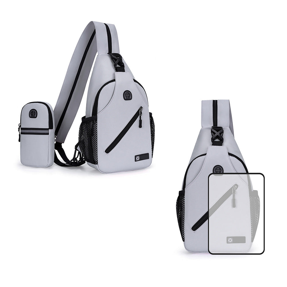 Travel Crossbody Chest Bag for Men and Women Adjustable Sling Backpack Grey