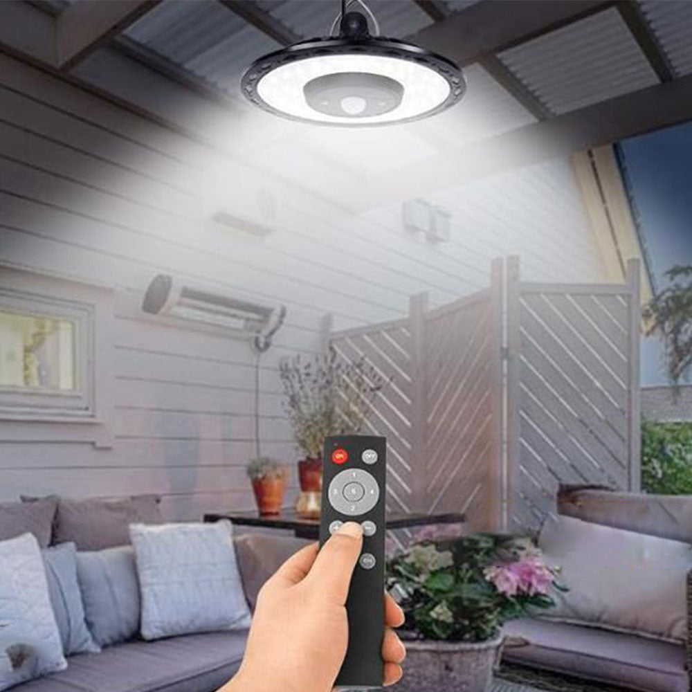 Solar 3 Modes Pendant Lights Dimmable Hanging Light with Remote Control for Barn Gazebo Yard Style 2