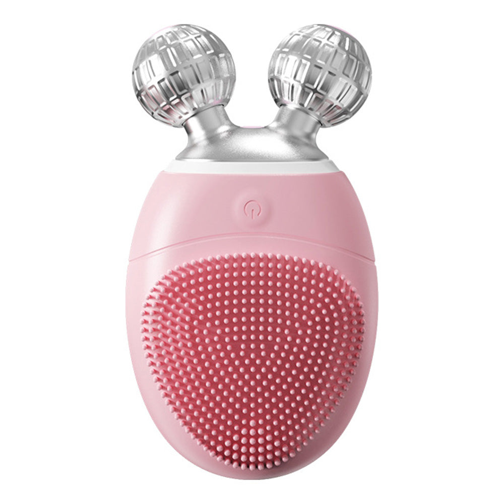 Electric Facial Cleansing Scrubber Rechargeable Silicone Face Deep Cleaning Brush with 5 Cleansing Modes Pink
